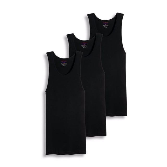 Famous Brand Camiseta sin Mangas 100% Algodón Acanalado en Blanco y Negro, Paquete de 3 (Hombres)