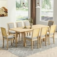 thumbnail image 2 of Llinc Store Rustic Extendable 84inch Dining Table Set with 24inch Removable Leaf with 6 Upholstered Armless Dining Chairs and 2 Padded Arm Chairs, 9 Pieces in Total, Natural Color, 2 of 9
