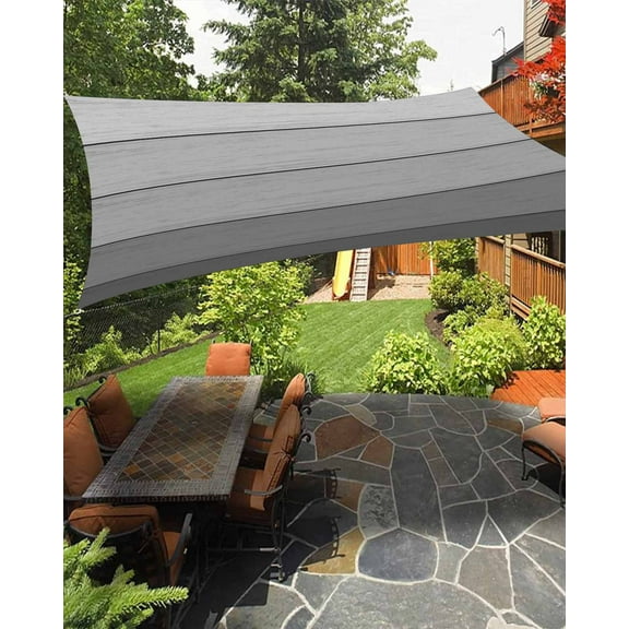 Sun Shade Sail 14x18Ft Gray Gradient Wood Grain Retro Uv Block Sunshade Canopy Outdoor Shade Cover Rectangle Shade Cloth For Patio Garden Yard Deck Pergola
