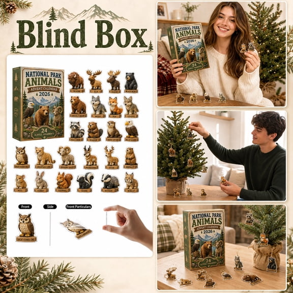 Advent Calendar 2026 National Park Animals 2D Acrylic Ornaments Blind Box 24 Day Christmas Countdown Decor for Nature Lovers