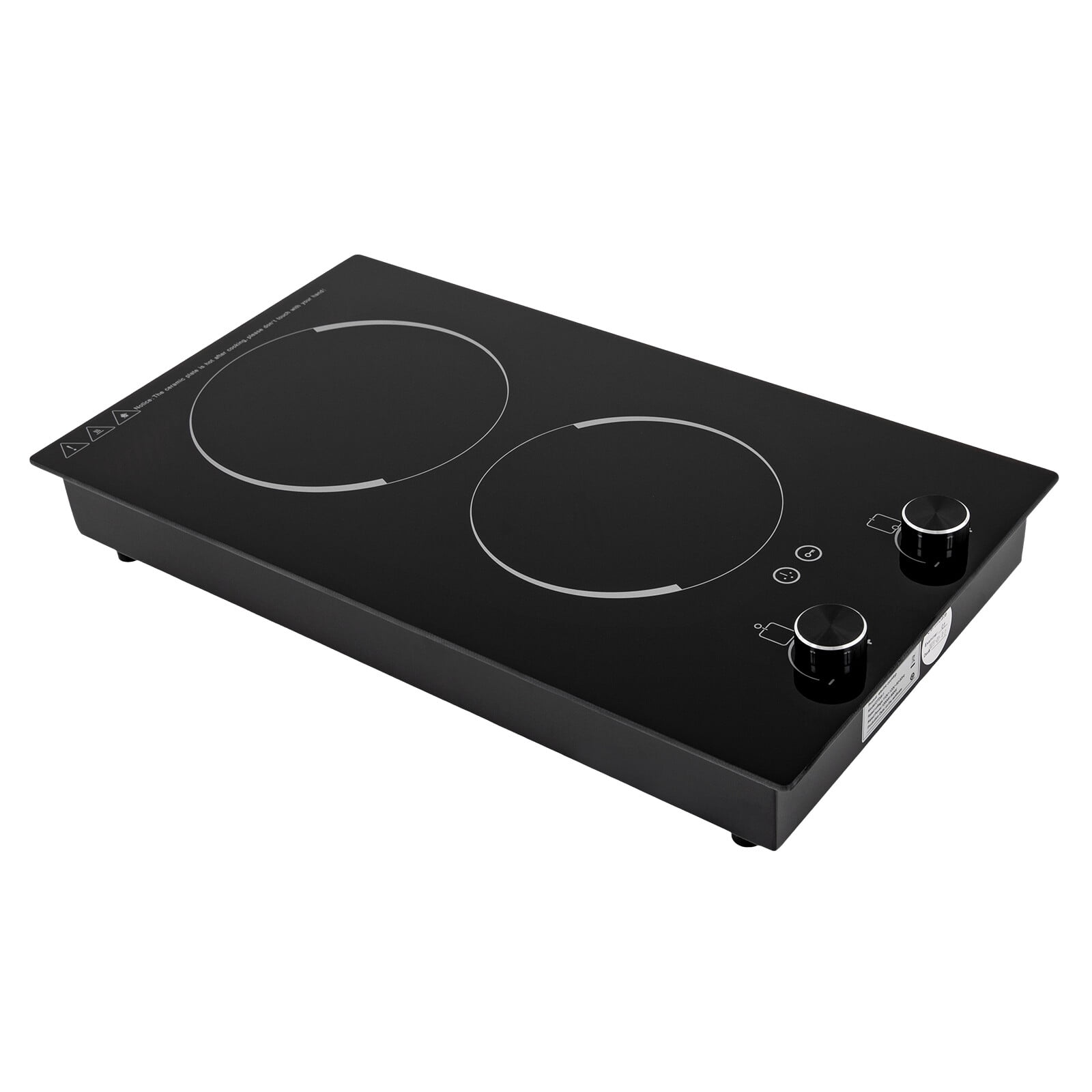 Double Induction Cooktop, 2100W Total Power with Dual Heating Zones, 9 Power Levels & Timer, for Kitchen and Commercial Use