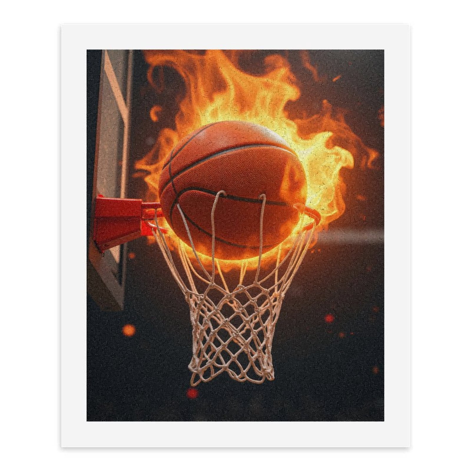 Paint By Numbers Kit for Adults Beginner - DIY Basketball On Fire Slam Dunk Canvas Painting Kits for Adults, Frameless Paint By Number for Adults for Home Wall Decor 16x20 Inch