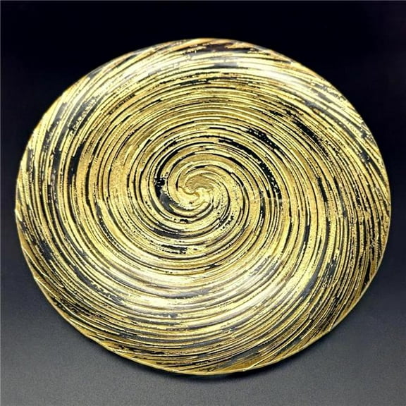 Red Pomegranate Collection R1633-1 Volute Gilded Glass Dinner Plate, Gold - Set of 6