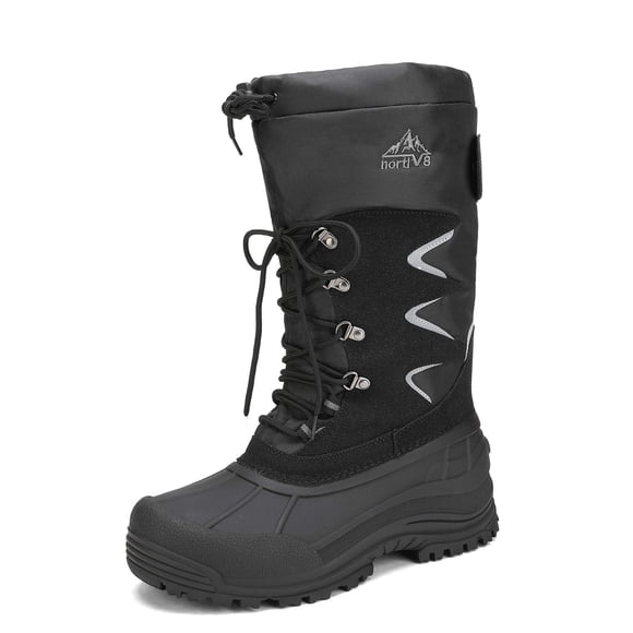 NORTIV 8 Men's Waterproof Hiking Winter Snow Boots Insulated Fur Liner Lightweight Outdoor Booties Black Size 7 MOUNTAINEER-1M