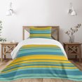 thumbnail image 3 of Ambesonne Yellow and Blue Quilted Bedspread Set 2 Pcs, Horizontal Modern, Twin Size, Teal Turquoise, 3 of 6