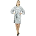thumbnail image 4 of Bimba Women's Gray Floral Printed Georgette Bridesmaid Getting Ready Coverup-24, 4 of 8