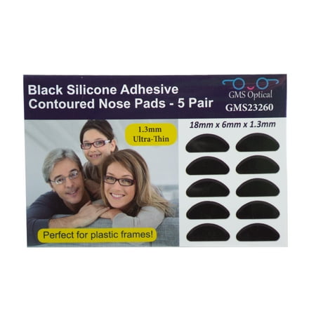 GMS Optical Half Moon Shaped Contour Silicone Nose Pads 1.3mm x 18mm Black (5