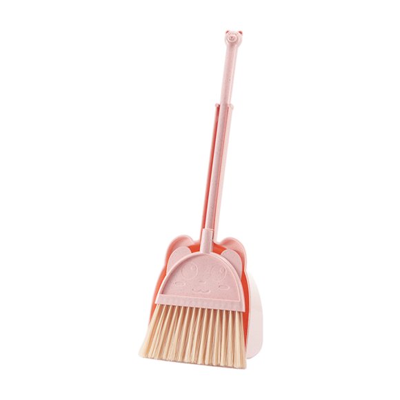 Juego de escoba desmontable Injueey con recogedor rosa para casa de muñecas