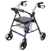 Four Wheel Rollator, Rolling Walker with Fold Up Removable Back Support W/Soft Padded Seat, 300Lbs Capacity
