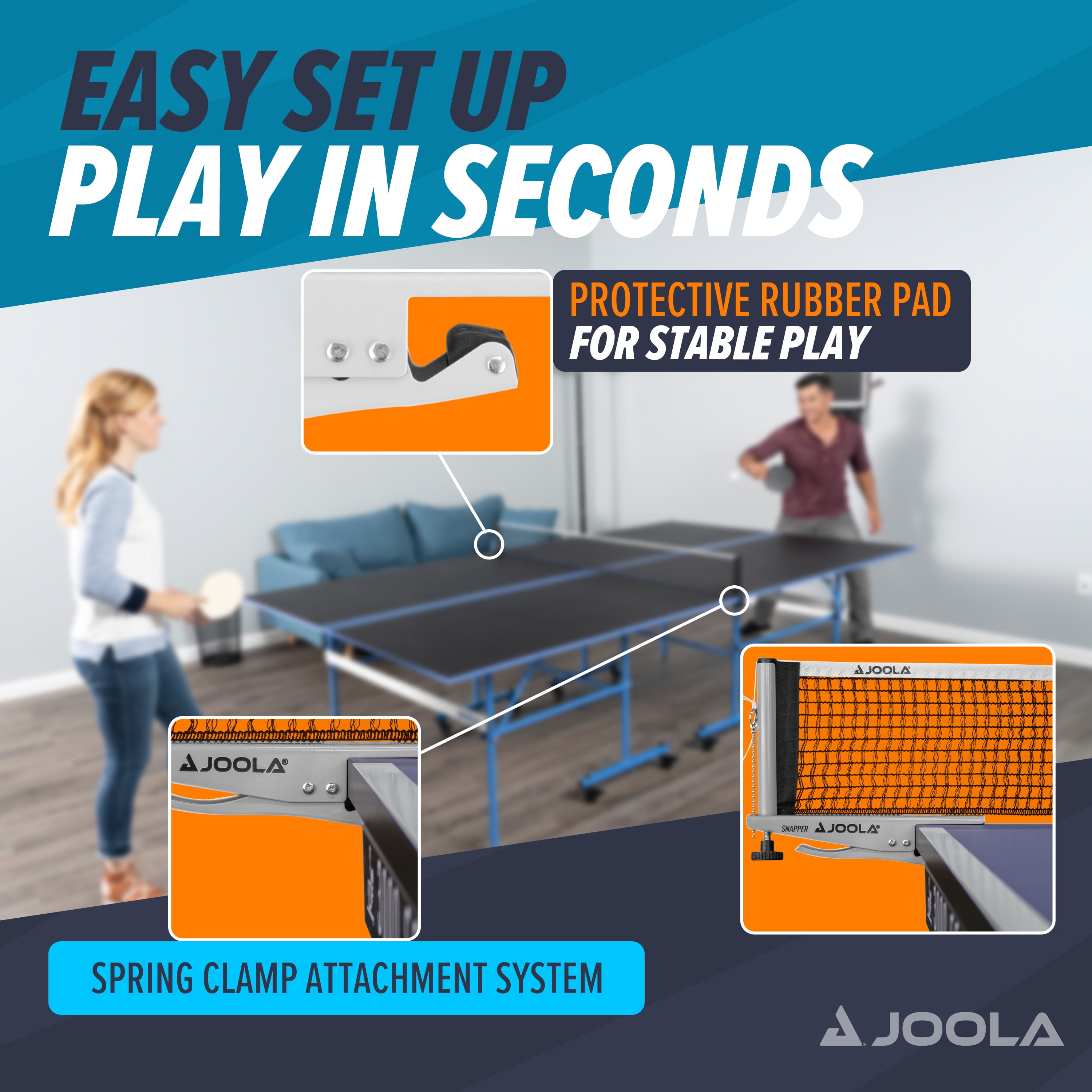 JOOLA Snapper Clip-on Table Tennis Net and Post Set