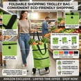 thumbnail image 3 of 2-in-1 Foldable Shopping Cart, Large Capacity Shoppings Bag Carts with Wheels, Rolling Grocery Cart Tote Bag, Lightweight Waterproof Trolley for Travel Camping and Shopping, 3 of 7