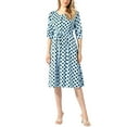 thumbnail image 2 of INSPIRE CHIC Women's Summer Polka Dots Print Ruched Sleeve Button Drawstring Waist Midi Dress, 2 of 5