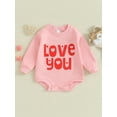 thumbnail image 2 of SUNSIOM Barboteuse Bébé Saint-Valentin Manches Longues Col Rond Imprimé Lettre Combinaison Garçon Fille, 2 of 9