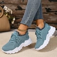 thumbnail image 3 of Winter Knitted Sneakers for Women Plush Lined Lace up Platform Walking Shoes Fashion Slip on Snow Booties Blue Size 5.5, 3 of 6