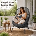 thumbnail image 4 of Dovov Oversized Egg Chair with Thick Cushion, Indoor Outdoor Wicker Patio Lounge Chair, 550 lb Capacity Rattan Basket Chair for Porch, Garden, Balcony, Living Room, Gray, 4 of 15