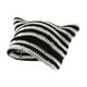 thumbnail image 2 of Gorro de ganchillo con orejas de gato, gorro de punto, gorro de moda a rayas, estilo retro, hecho a mano, suave En blanco y negro, 2 of 9