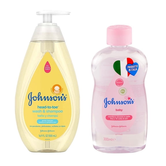 Johnsons Baby Shampoo Head to Toe 500ml with Johnsons Baby Oil 300ml