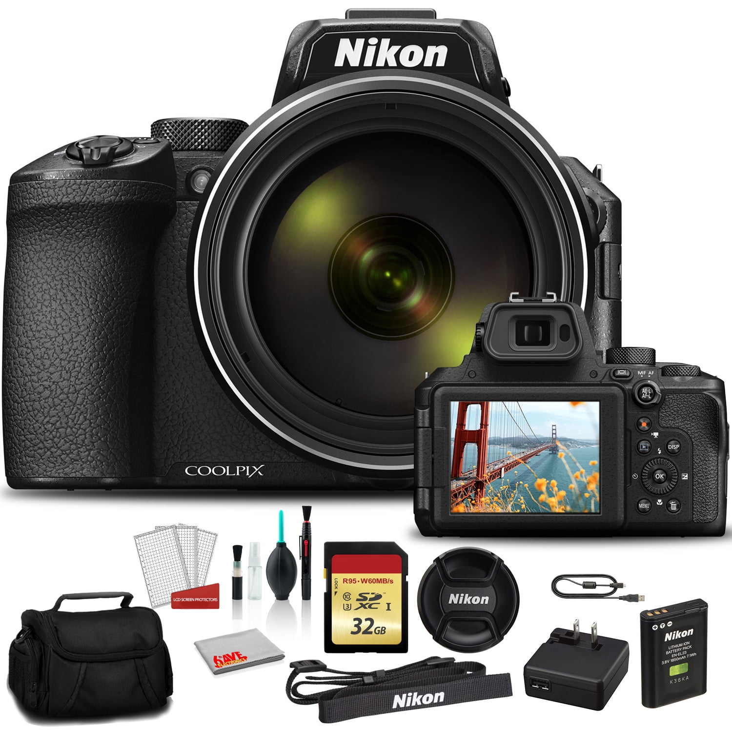 Nikon COOLPIX P950 Digital Camera | 16 MP | 83x Zoom Lens | 4K Video | 32GB SD Card Kit | International Model