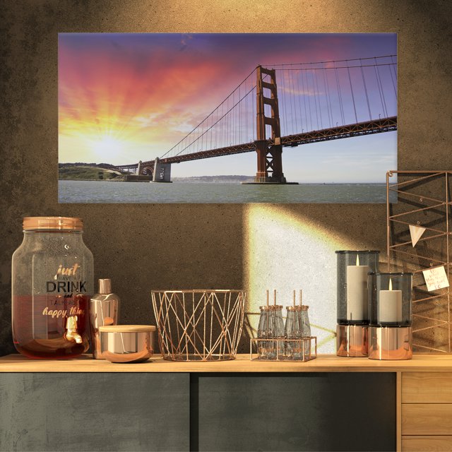 Gold Gate Bridge and Sky - Landscape Photo Canvas Art Print