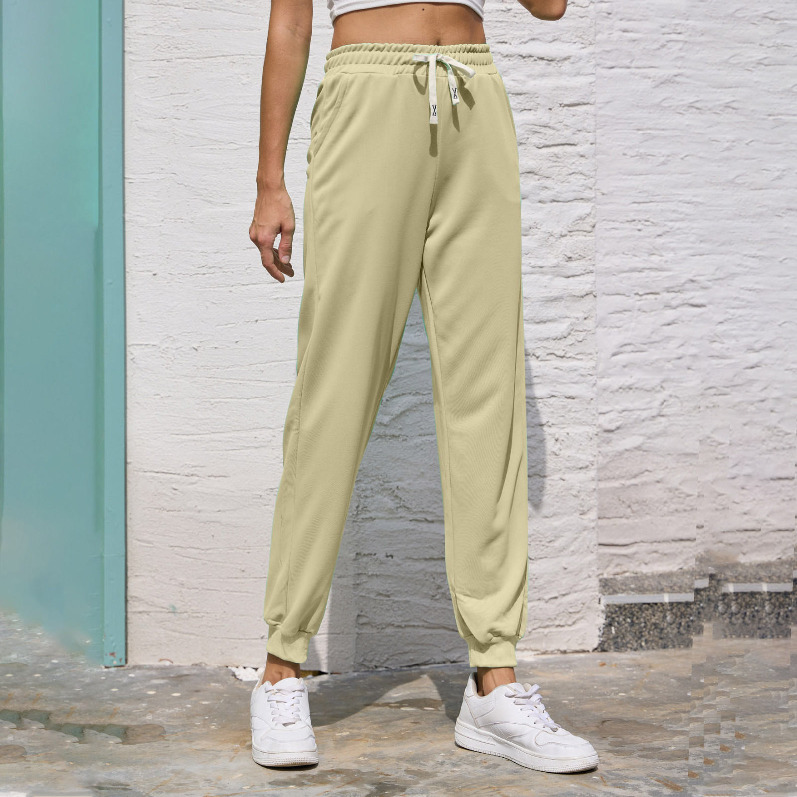 Pantalon De Jogging Femme En Polaire - Taille élastique Avec Cordon - Coupe Ample Décontractée - Pour Loisirs, Maison