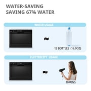 COMFEE Energy Star Countertop Dishwasher, 6 Place Settings & 8 Programs, Speed/Baby-Care/Eco/Glass, Black