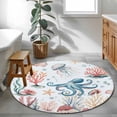 thumbnail image 3 of Octopus Coastal Round Area Rug 3Ft Washable Small Circle Rugs for Kitchen Entryway, Summer Beach Ocean Shell Jellyfish Starfish Non-Slip Carpet Floor Mats Indoor Outdoor Carpet Runner Home Decor, 3 of 8