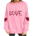 thumbnail image 5 of FAWUUDO Womens Casual Heart Graphics Shirt Long Sleeve Pullover Loose Crewneck Cute Love Printed Sweatshirt Tops Pink XL, 5 of 9