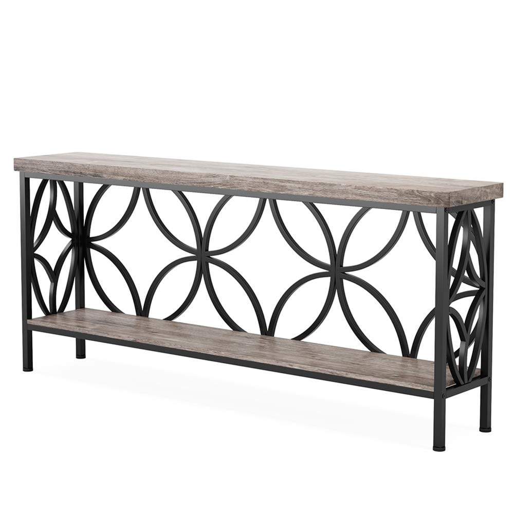 Barara King Console Table, Entryway Table, Console Sofa Table, Display Shelf,2-Tier Console Table, 70.9" Industrial Sofa Table Behind Couch,Gray