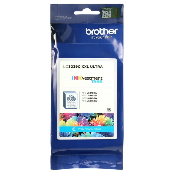 Brother Genuine LC3039C, Single Pack Ultra High-yield Cyan INKvestment Tank Ink Cartridge, Page Yield Up To 5,000 Pages, LC3039