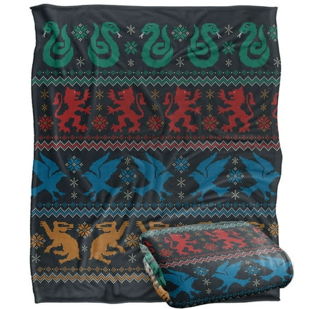 Harry Potter and The Deathly Hallows Part 2 Blanket, 50'x60' House Crests Silky Touch Super Soft Throw Blanket