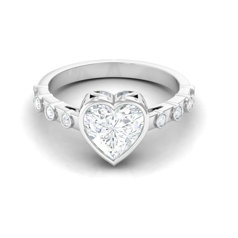 Rosec Jewels Womens CT Bezel Set MM Heart Shaped Moissanite