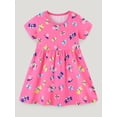 thumbnail image 3 of WIBACKER 2-7T Kids Girls Summer Casual Dresses Cotton Short Sleeve Crew Neck Dress for Toddler - Pink Butterfly, 3 of 9