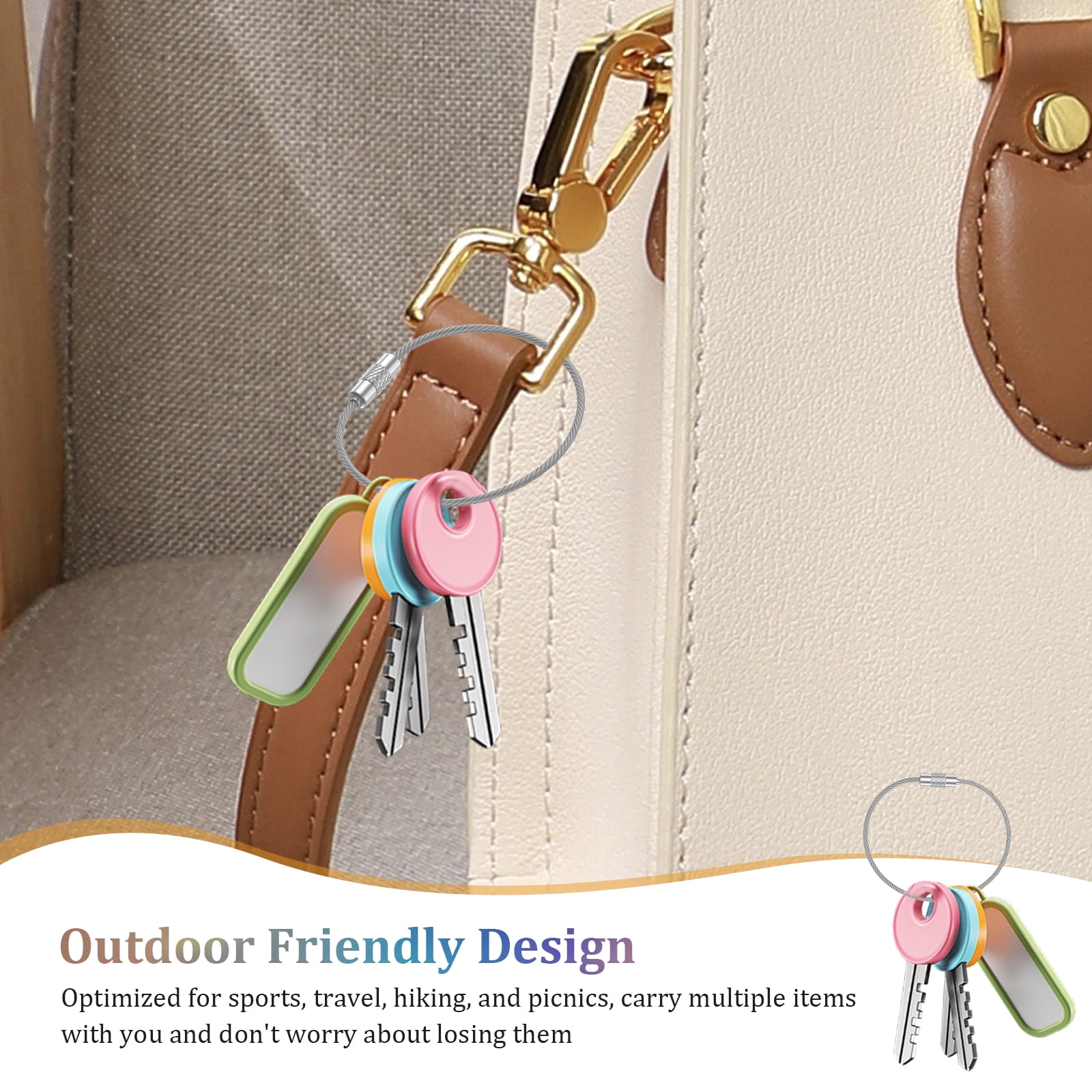 100/200 PCS Keychain 5.9 Inches Wire Ring 0.059 Inches Thickness Cable Loop Ring for Hanging Luggage Tag Key and ID Card
