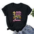 thumbnail image 1 of EGNMCR Chemises de Pâques pour Femmes Manches Courtes Imprimé Décontracté Col Rond T-Shirt pour Femmes, 1 of 3