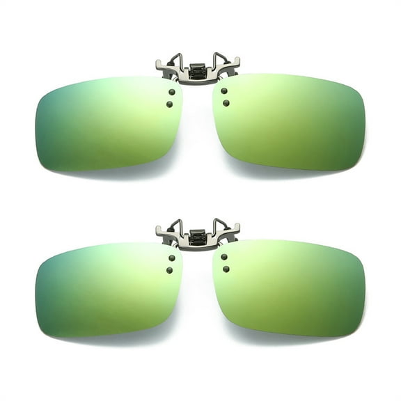 TOP-MAX Myopia Glasses Clip, Polarized Sunglasses Clip, Polarized Lenses and UV400 Protection (2pcs, Yellow-Green-Large)