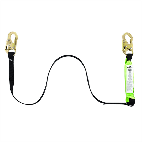 PeakWorks Shock Absorbing Lanyards - Tear Pack 1” Webbing -  Single Leg - Weight Capacity 130 to 310 Lbs - 6'