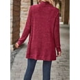 thumbnail image 6 of Women'S Long Cardigan, Autumn and Winter Long Sleeve Front Open Sweater with Pockets Wine Red XL, 6 of 7
