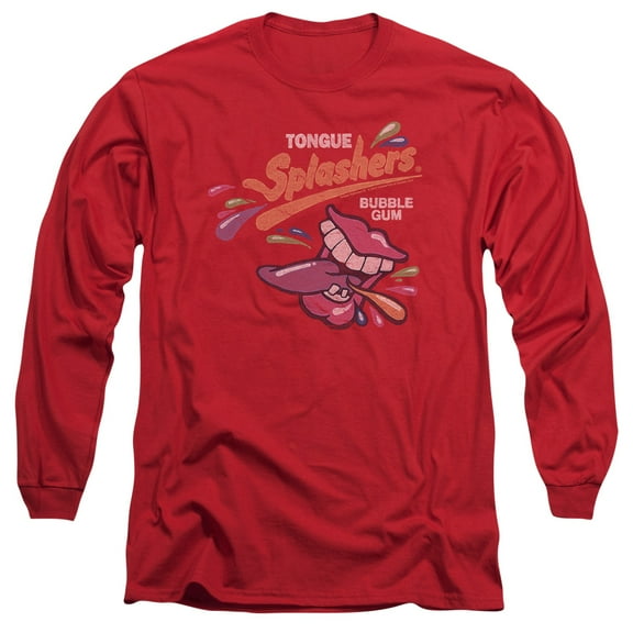 Dubble Bubble Distress Logo Long Sleeve Adult 18/1 T-Shirt Red