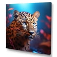 thumbnail image 2 of Designart "Golden and Blue Leopard Portrait I" Animals Wall Art - Modern Gold Leopard Living Room Canvas Art, 2 of 6