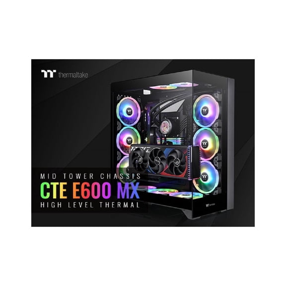 Thermaltake CTE E600 MX Black Mid Tower E-ATX Case with Centralized Thermal Efficiency Design; 3Way Floating GPU Mounting Bracket/ 400mm PCIe4 Riser Cable are all Included; CA-1Y3-00M1WN-00