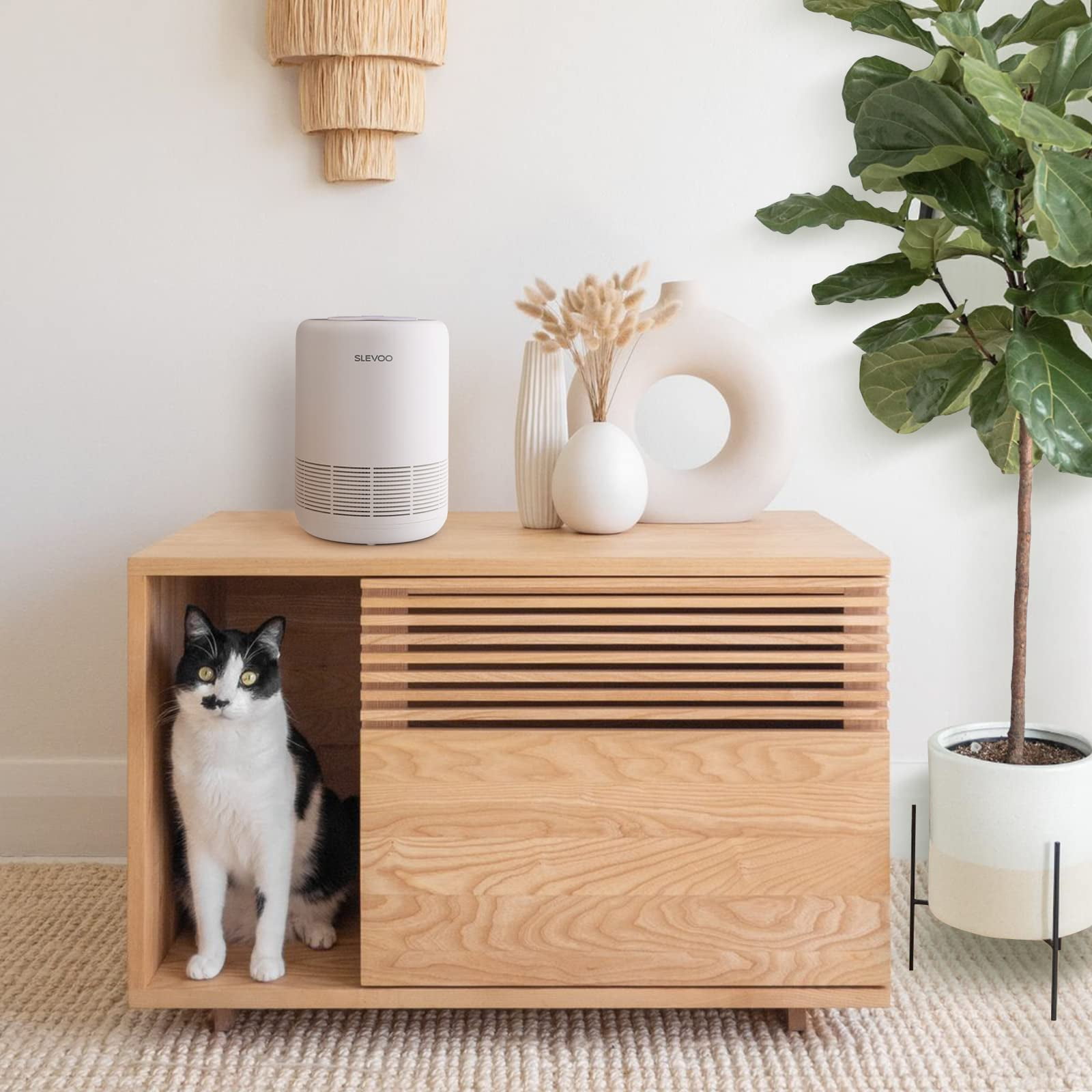 Slevoo Air Purifier BS 01, 450 ft² H13 True HEPA Air Purifier, White