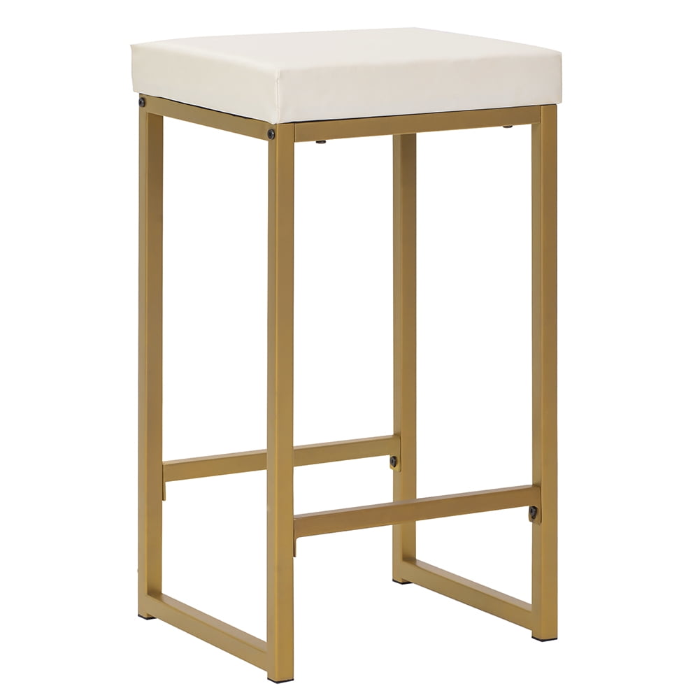 Lowestbest 3 Piece Modern Pub Set with Faux Marble Countertop and Bar Stools, White&Gold Lowestbest 3 Piece Modern Pub Set with Faux Marble Countertop and Bar Stools, White&Gold