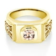 thumbnail image 2 of Gem Stone King 18K Yellow Gold Plated Silver Men's Ring Cushion Peach Morganite and Moissanite (1.91 Cttw, Size 10), 2 of 4