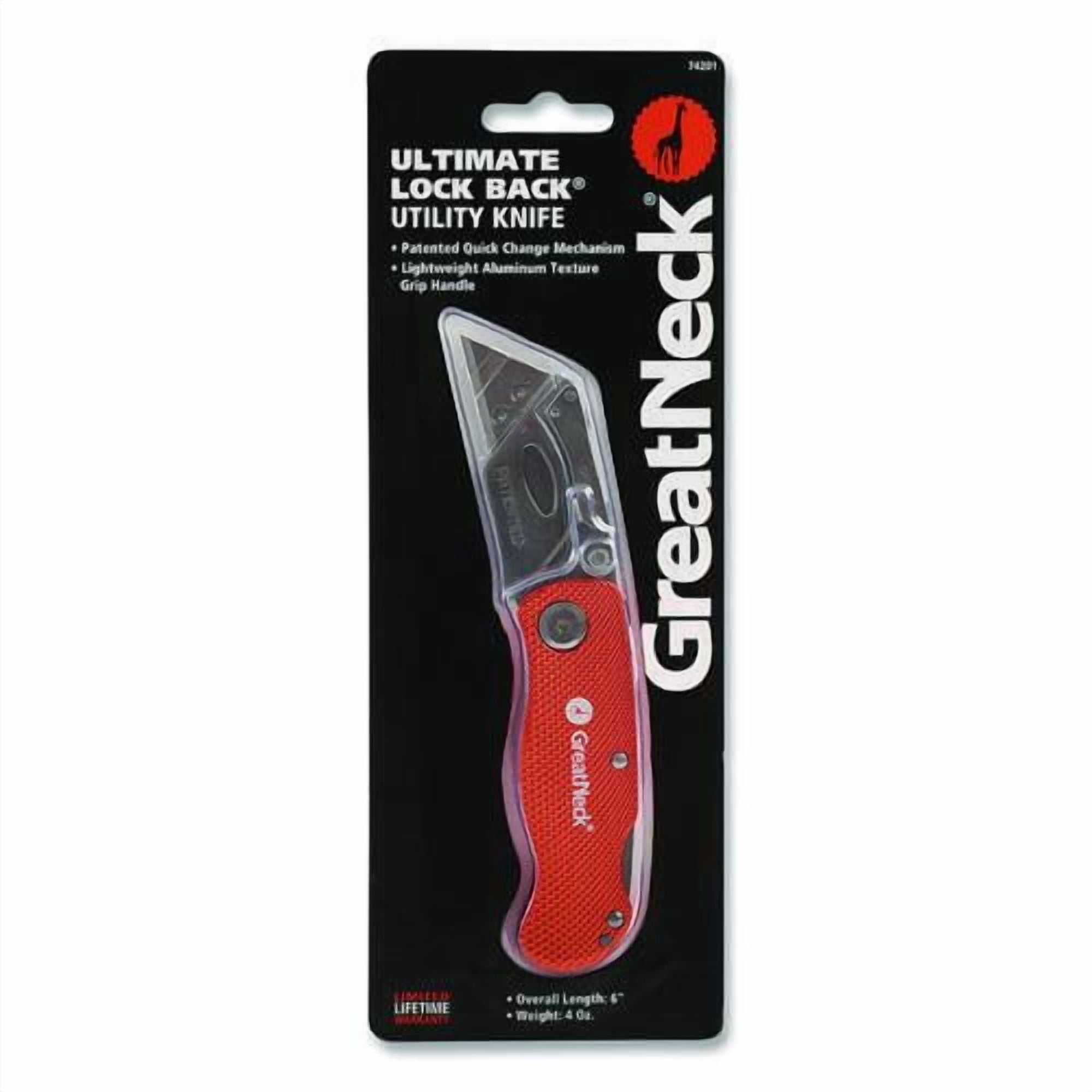 Quick Change Lock Back Utility Knife, 3.5" Aluminum Handle, Orange | Bundle of 2