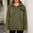 thumbnail image 2 of Tqcoqu Women's Hooded Sweatshirt with Zip Chest Pocket,Drop Shoulder Long Sleeve Casual Pullover Tops,2026 Fall Winter Trendy Clothes,Army Green Women's S-XXXL, 2 of 7