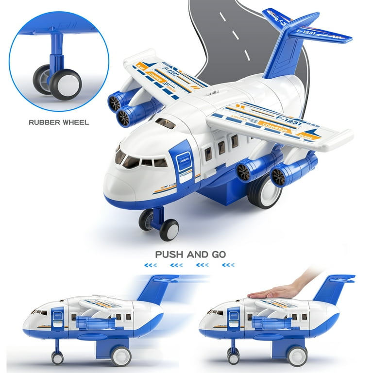 Lucky Doug Airplane Toys with Cars Track, Transportation Playset