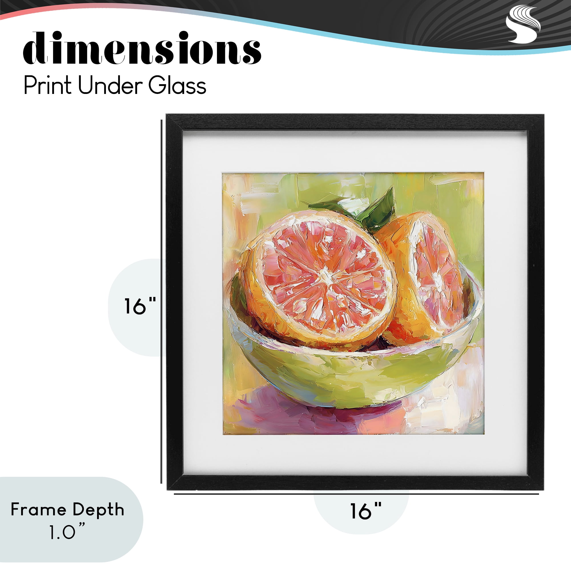 Stupell Industries Sliced Grapefruit in Bowl Black Framed Print Under Glass, design by Riley B