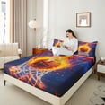 thumbnail image 4 of Castle Fairy Orange Basketball 3pcs Twin Sheet Sets,Sport Theme Twin Fitted Sheet,Ball Gamer Breathable Flat Sheet,Luxury Teenagers Bedroom Decor, 4 of 7