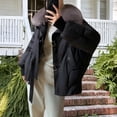 thumbnail image 2 of Womens Cropped Puffer Jacket Quilted Coat with Faux Fur Lapel Winter Warm Baggy Long Sleeve Zip Down Outerwear, 2 of 4
