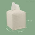 thumbnail image 7 of Tissue Box Cover PU Leather Tissue Holder Square Facial Tissue Case Facial Paper Organizer Dispenser for Bathroom, Vanity Countertop, Tabletop, Car. Durable, Easy Refill, Woven Design (Beige 2 Pack), 7 of 7